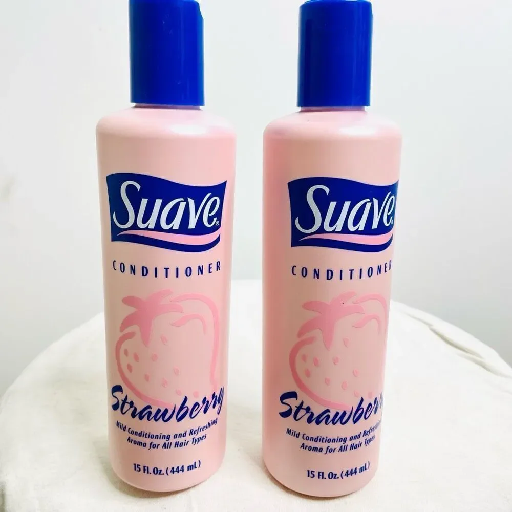 New Suave Strawberry Conditioner Vintage Full Bottle 15‎ fl oz Prop Rare Set 2